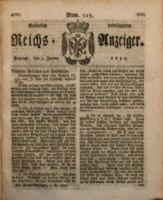 Kaiserlich privilegirter Reichs-Anzeiger (Allgemeiner Anzeiger der Deutschen) Freitag 3. Juni 1796