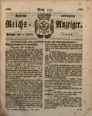 Kaiserlich privilegirter Reichs-Anzeiger (Allgemeiner Anzeiger der Deutschen) Freitag 10. Juni 1796