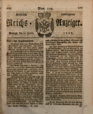 Kaiserlich privilegirter Reichs-Anzeiger (Allgemeiner Anzeiger der Deutschen) Montag 20. Juni 1796