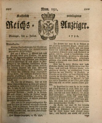 Kaiserlich privilegirter Reichs-Anzeiger (Allgemeiner Anzeiger der Deutschen) Montag 4. Juli 1796