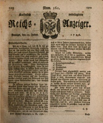 Kaiserlich privilegirter Reichs-Anzeiger (Allgemeiner Anzeiger der Deutschen) Freitag 15. Juli 1796