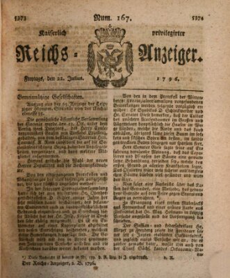 Kaiserlich privilegirter Reichs-Anzeiger (Allgemeiner Anzeiger der Deutschen) Freitag 22. Juli 1796