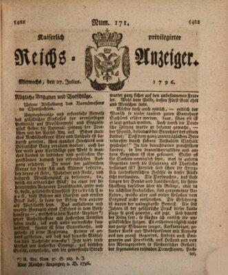 Kaiserlich privilegirter Reichs-Anzeiger (Allgemeiner Anzeiger der Deutschen) Mittwoch 27. Juli 1796