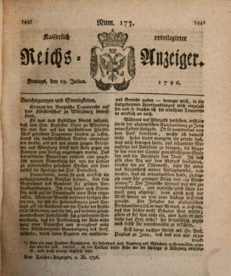 Kaiserlich privilegirter Reichs-Anzeiger (Allgemeiner Anzeiger der Deutschen) Freitag 29. Juli 1796