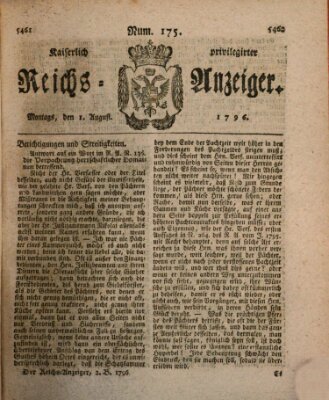 Kaiserlich privilegirter Reichs-Anzeiger (Allgemeiner Anzeiger der Deutschen) Montag 1. August 1796