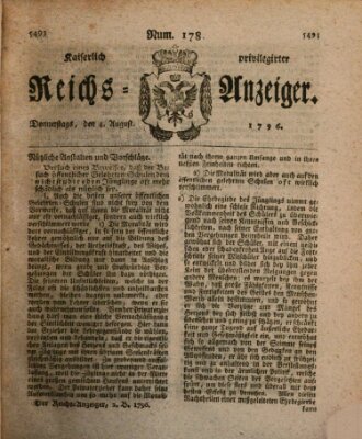 Kaiserlich privilegirter Reichs-Anzeiger (Allgemeiner Anzeiger der Deutschen) Donnerstag 4. August 1796