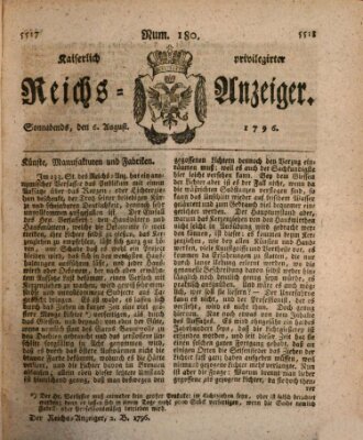 Kaiserlich privilegirter Reichs-Anzeiger (Allgemeiner Anzeiger der Deutschen) Samstag 6. August 1796