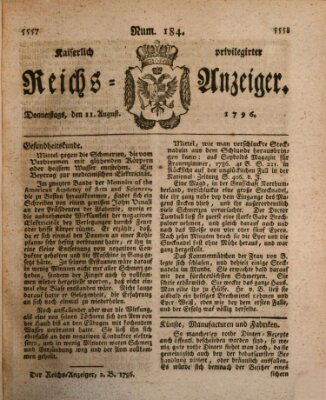 Kaiserlich privilegirter Reichs-Anzeiger (Allgemeiner Anzeiger der Deutschen) Donnerstag 11. August 1796