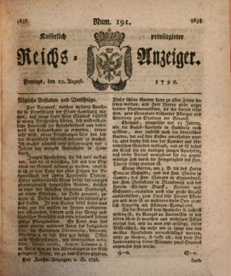 Kaiserlich privilegirter Reichs-Anzeiger (Allgemeiner Anzeiger der Deutschen) Freitag 19. August 1796