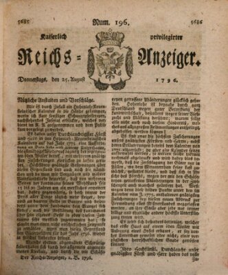 Kaiserlich privilegirter Reichs-Anzeiger (Allgemeiner Anzeiger der Deutschen) Donnerstag 25. August 1796