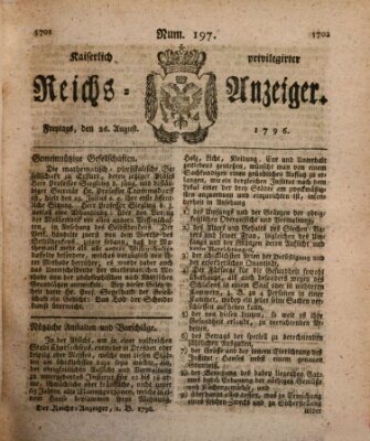 Kaiserlich privilegirter Reichs-Anzeiger (Allgemeiner Anzeiger der Deutschen) Freitag 26. August 1796