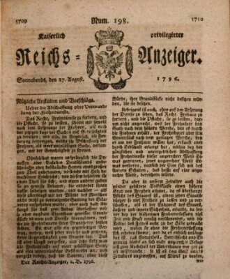 Kaiserlich privilegirter Reichs-Anzeiger (Allgemeiner Anzeiger der Deutschen) Samstag 27. August 1796