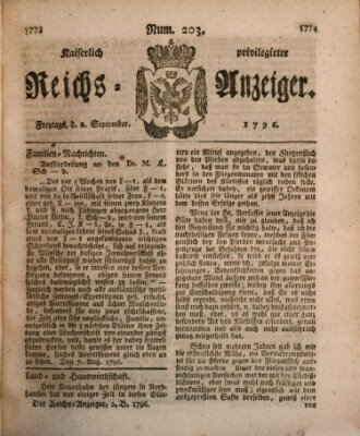 Kaiserlich privilegirter Reichs-Anzeiger (Allgemeiner Anzeiger der Deutschen) Freitag 2. September 1796