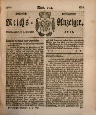 Kaiserlich privilegirter Reichs-Anzeiger (Allgemeiner Anzeiger der Deutschen) Samstag 3. September 1796