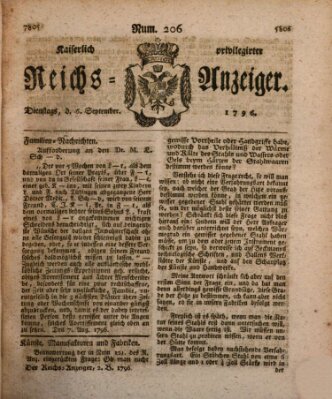 Kaiserlich privilegirter Reichs-Anzeiger (Allgemeiner Anzeiger der Deutschen) Dienstag 6. September 1796