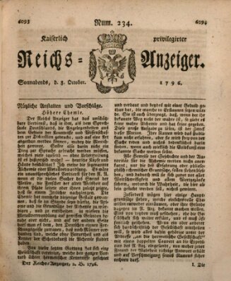 Kaiserlich privilegirter Reichs-Anzeiger (Allgemeiner Anzeiger der Deutschen) Samstag 8. Oktober 1796