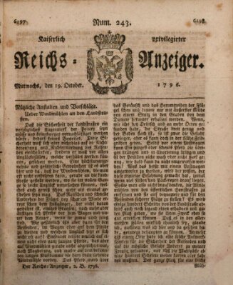 Kaiserlich privilegirter Reichs-Anzeiger (Allgemeiner Anzeiger der Deutschen) Mittwoch 19. Oktober 1796