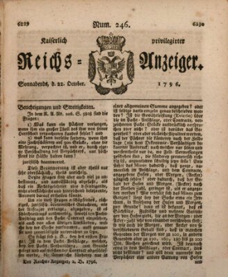 Kaiserlich privilegirter Reichs-Anzeiger (Allgemeiner Anzeiger der Deutschen) Samstag 22. Oktober 1796