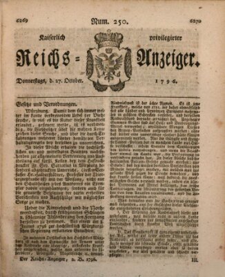 Kaiserlich privilegirter Reichs-Anzeiger (Allgemeiner Anzeiger der Deutschen) Donnerstag 27. Oktober 1796