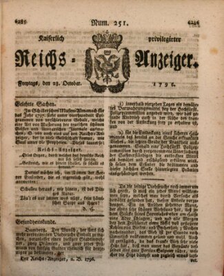 Kaiserlich privilegirter Reichs-Anzeiger (Allgemeiner Anzeiger der Deutschen) Freitag 28. Oktober 1796