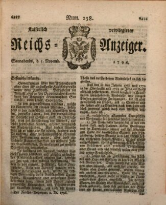 Kaiserlich privilegirter Reichs-Anzeiger (Allgemeiner Anzeiger der Deutschen) Samstag 5. November 1796