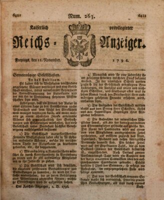 Kaiserlich privilegirter Reichs-Anzeiger (Allgemeiner Anzeiger der Deutschen) Freitag 11. November 1796