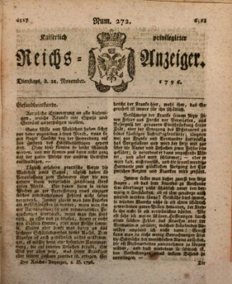 Kaiserlich privilegirter Reichs-Anzeiger (Allgemeiner Anzeiger der Deutschen) Dienstag 22. November 1796