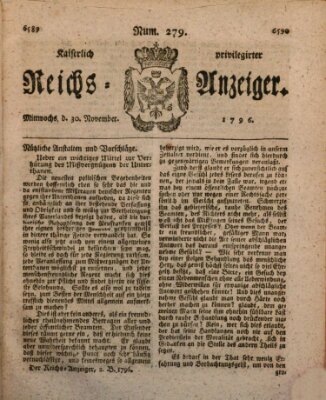 Kaiserlich privilegirter Reichs-Anzeiger (Allgemeiner Anzeiger der Deutschen) Mittwoch 30. November 1796