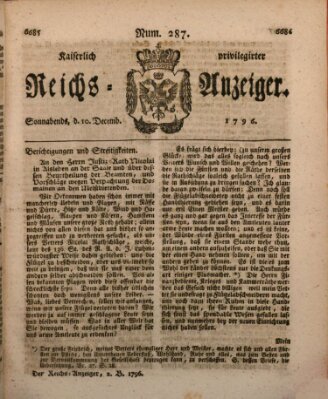 Kaiserlich privilegirter Reichs-Anzeiger (Allgemeiner Anzeiger der Deutschen) Samstag 10. Dezember 1796