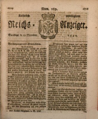 Kaiserlich privilegirter Reichs-Anzeiger (Allgemeiner Anzeiger der Deutschen) Dienstag 13. Dezember 1796