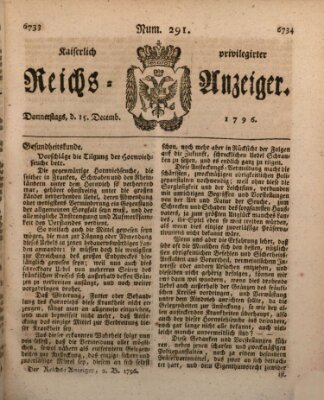 Kaiserlich privilegirter Reichs-Anzeiger (Allgemeiner Anzeiger der Deutschen) Donnerstag 15. Dezember 1796