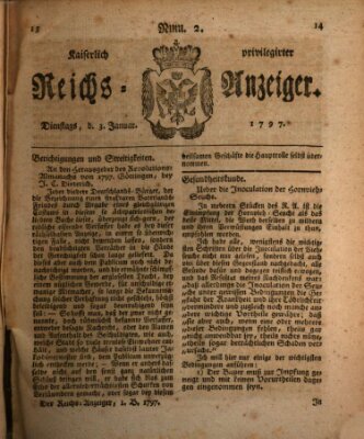 Kaiserlich privilegirter Reichs-Anzeiger (Allgemeiner Anzeiger der Deutschen) Dienstag 3. Januar 1797