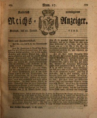 Kaiserlich privilegirter Reichs-Anzeiger (Allgemeiner Anzeiger der Deutschen) Freitag 20. Januar 1797