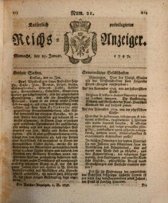 Kaiserlich privilegirter Reichs-Anzeiger (Allgemeiner Anzeiger der Deutschen) Mittwoch 25. Januar 1797