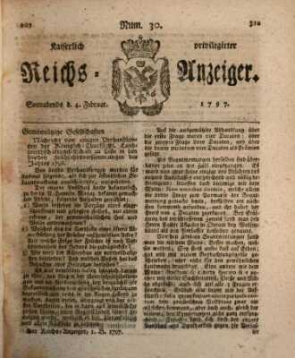 Kaiserlich privilegirter Reichs-Anzeiger (Allgemeiner Anzeiger der Deutschen) Samstag 4. Februar 1797