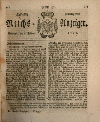 Kaiserlich privilegirter Reichs-Anzeiger (Allgemeiner Anzeiger der Deutschen) Montag 6. Februar 1797