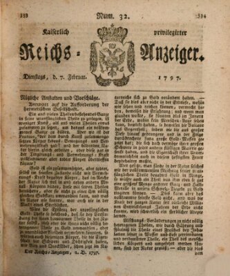 Kaiserlich privilegirter Reichs-Anzeiger (Allgemeiner Anzeiger der Deutschen) Dienstag 7. Februar 1797