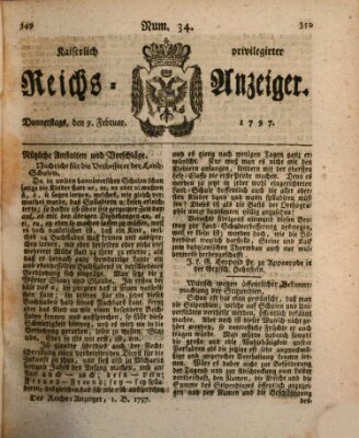 Kaiserlich privilegirter Reichs-Anzeiger (Allgemeiner Anzeiger der Deutschen) Donnerstag 9. Februar 1797