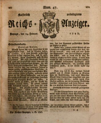 Kaiserlich privilegirter Reichs-Anzeiger (Allgemeiner Anzeiger der Deutschen) Freitag 24. Februar 1797