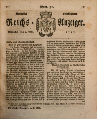 Kaiserlich privilegirter Reichs-Anzeiger (Allgemeiner Anzeiger der Deutschen) Mittwoch 1. März 1797