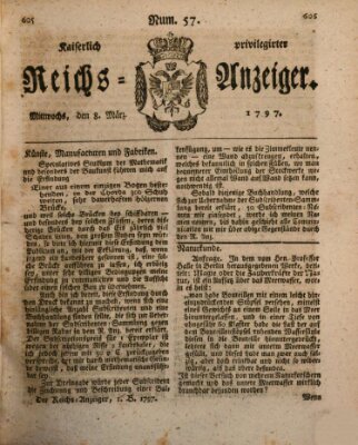 Kaiserlich privilegirter Reichs-Anzeiger (Allgemeiner Anzeiger der Deutschen) Mittwoch 8. März 1797