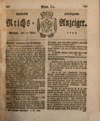 Kaiserlich privilegirter Reichs-Anzeiger (Allgemeiner Anzeiger der Deutschen) Montag 13. März 1797