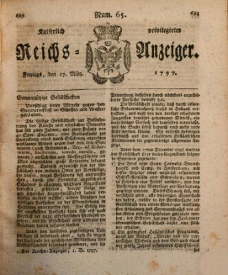 Kaiserlich privilegirter Reichs-Anzeiger (Allgemeiner Anzeiger der Deutschen) Freitag 17. März 1797