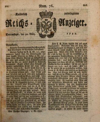 Kaiserlich privilegirter Reichs-Anzeiger (Allgemeiner Anzeiger der Deutschen) Donnerstag 30. März 1797