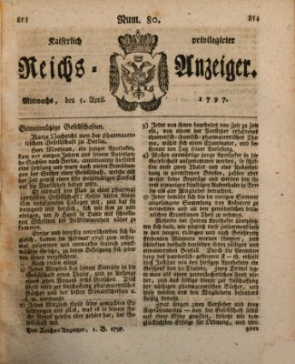 Kaiserlich privilegirter Reichs-Anzeiger (Allgemeiner Anzeiger der Deutschen) Mittwoch 5. April 1797