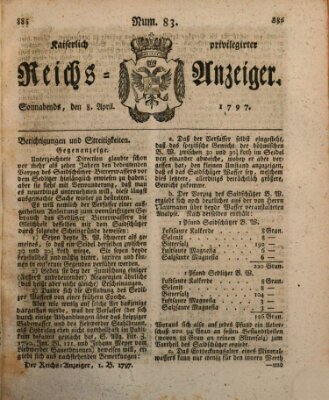 Kaiserlich privilegirter Reichs-Anzeiger (Allgemeiner Anzeiger der Deutschen) Samstag 8. April 1797