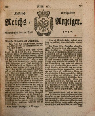 Kaiserlich privilegirter Reichs-Anzeiger (Allgemeiner Anzeiger der Deutschen) Samstag 22. April 1797