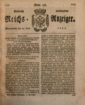 Kaiserlich privilegirter Reichs-Anzeiger (Allgemeiner Anzeiger der Deutschen) Samstag 29. April 1797