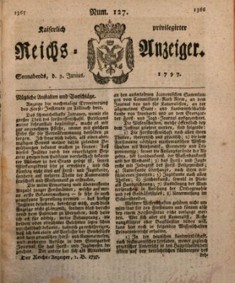 Kaiserlich privilegirter Reichs-Anzeiger (Allgemeiner Anzeiger der Deutschen) Samstag 3. Juni 1797