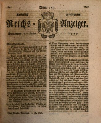 Kaiserlich privilegirter Reichs-Anzeiger (Allgemeiner Anzeiger der Deutschen) Donnerstag 6. Juli 1797